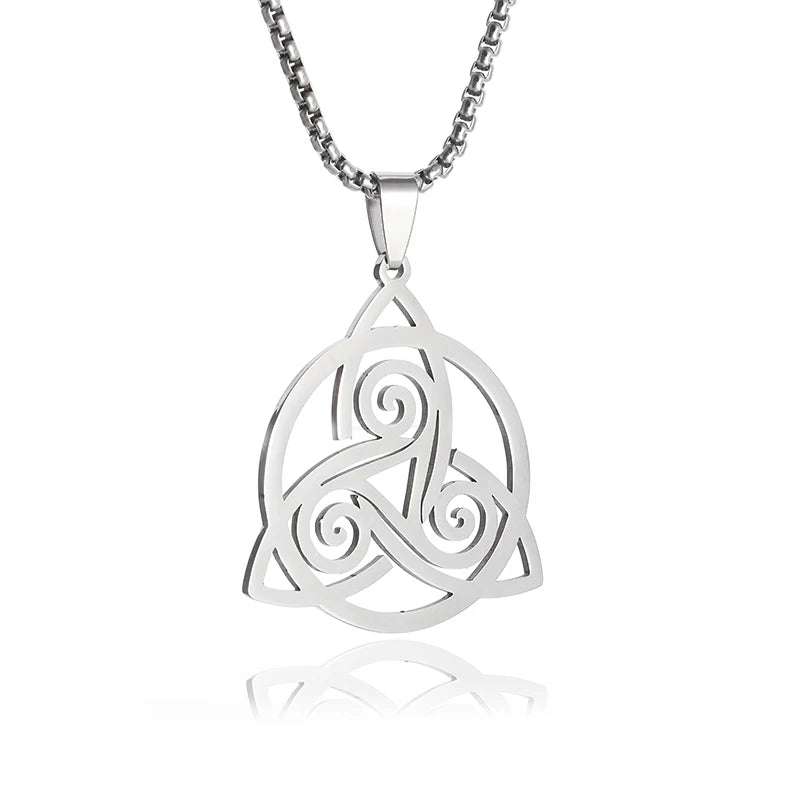 Celtic Trinity Knot Necklace - Irish Red Zircon Stainless Steel Pendant