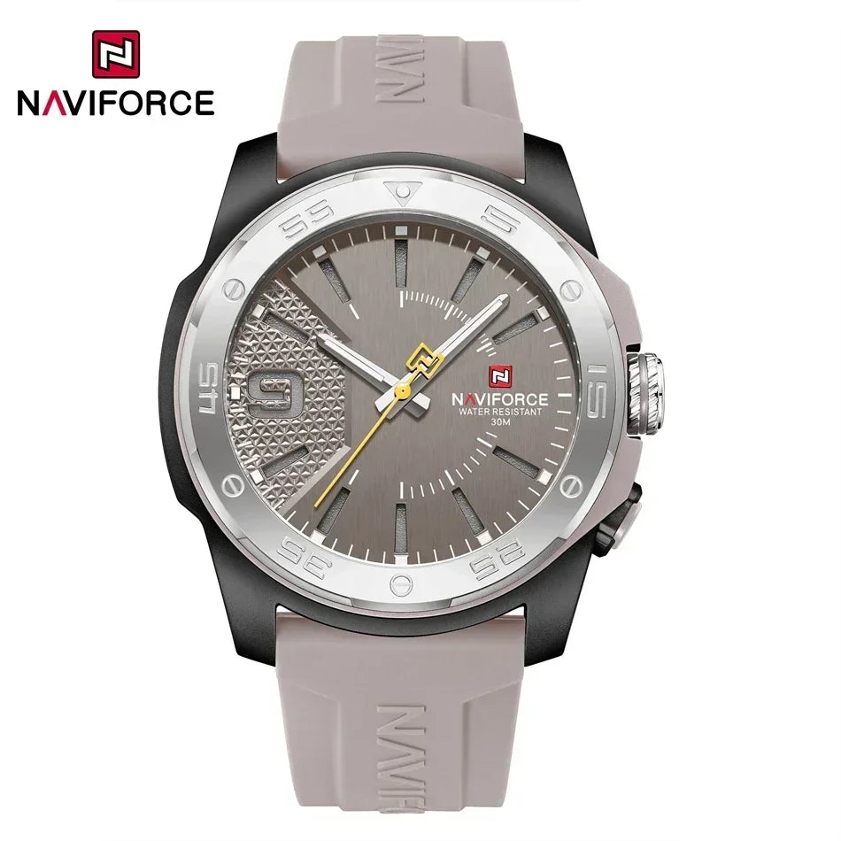 Montre de luxe pour homme NAVIFORCE, mouvement à quartz, bracelet en silicone, étanche à 50 m, aiguilles lumineuses, mouvement japonais, montre-bracelet sport pour homme