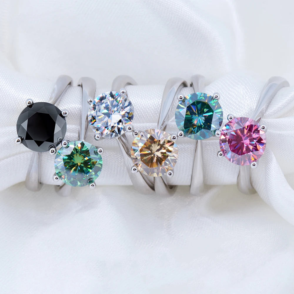 Colorful Moissanite Ring - 2ct 925 Silver with GRA Certificate