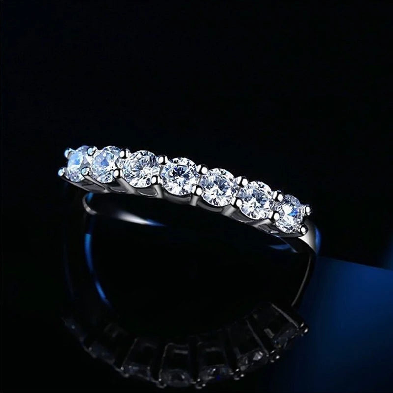 Alliance en moissanite - Bague assortie en argent 925 et diamants