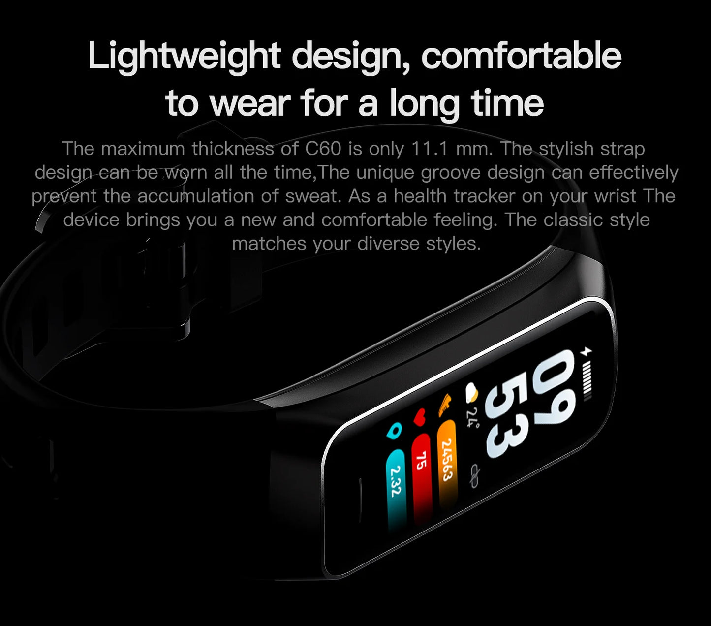LIGE Smart Bracelet - 1.1" AMOLED Heart Rate Waterproof Body Temperature Tracker