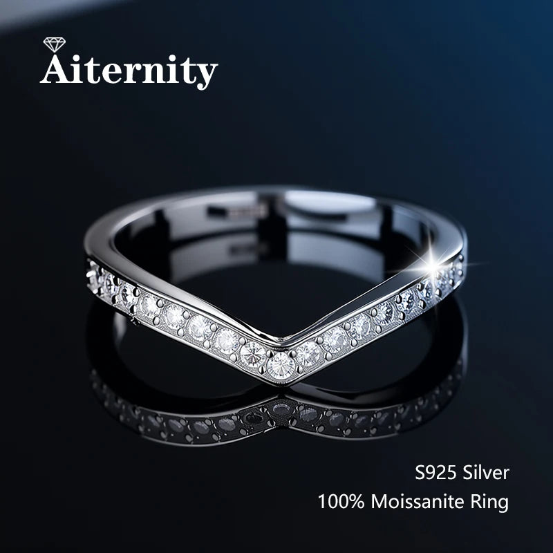 Alliance en moissanite - Bague assortie en argent 925 et diamants