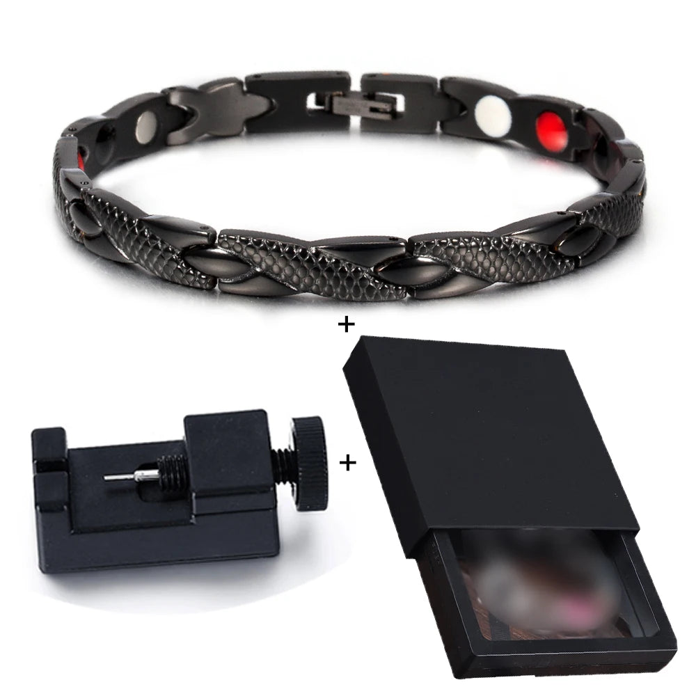 Bracelet magnétique pour homme - Bracelet chaîne croix énergie santé Vinterly