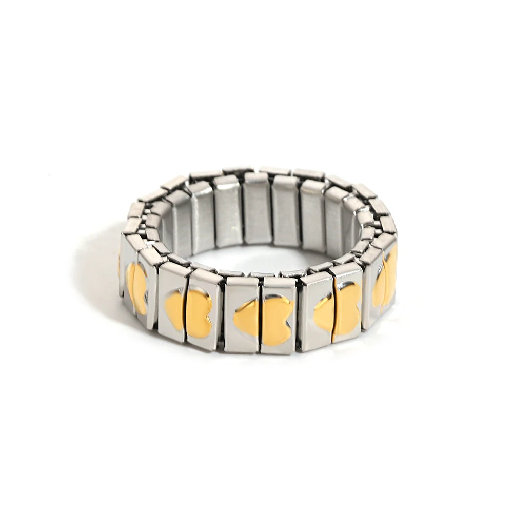 سوار مرن على شكل حلقة حب - سوار من الفولاذ المقاوم للصدأ بنمط نجمة