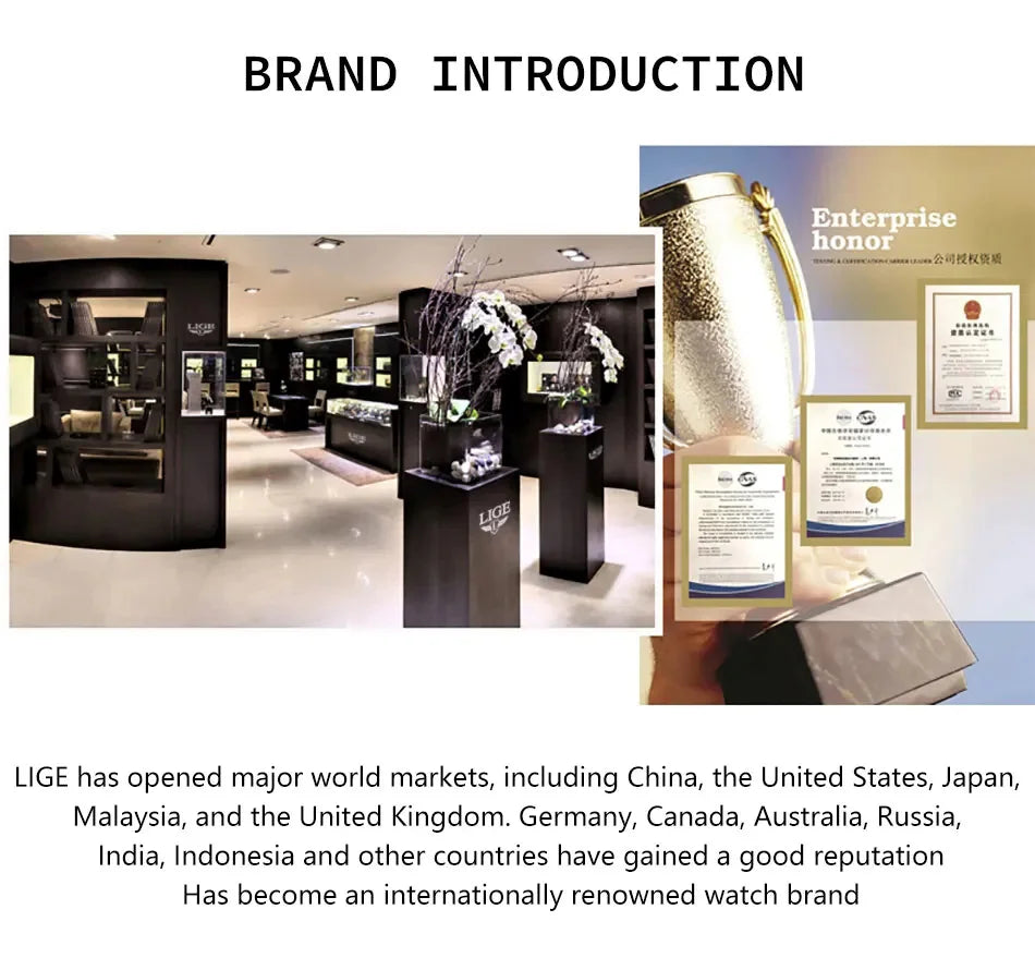 ساعة LIGE الجديدة للرجال متعددة الوظائف بحزام من السيليكون مقاومة للماء وتقويم مضيء وساعات كوارتز رياضية أنيقة للرجال