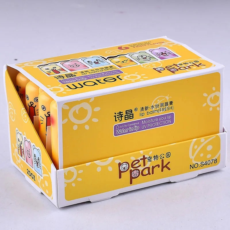 مجموعة مرطب شفاه لطيفة على شكل زجاجة - 24 قطعة مرطبة للشفاه بنكهات مختلفة