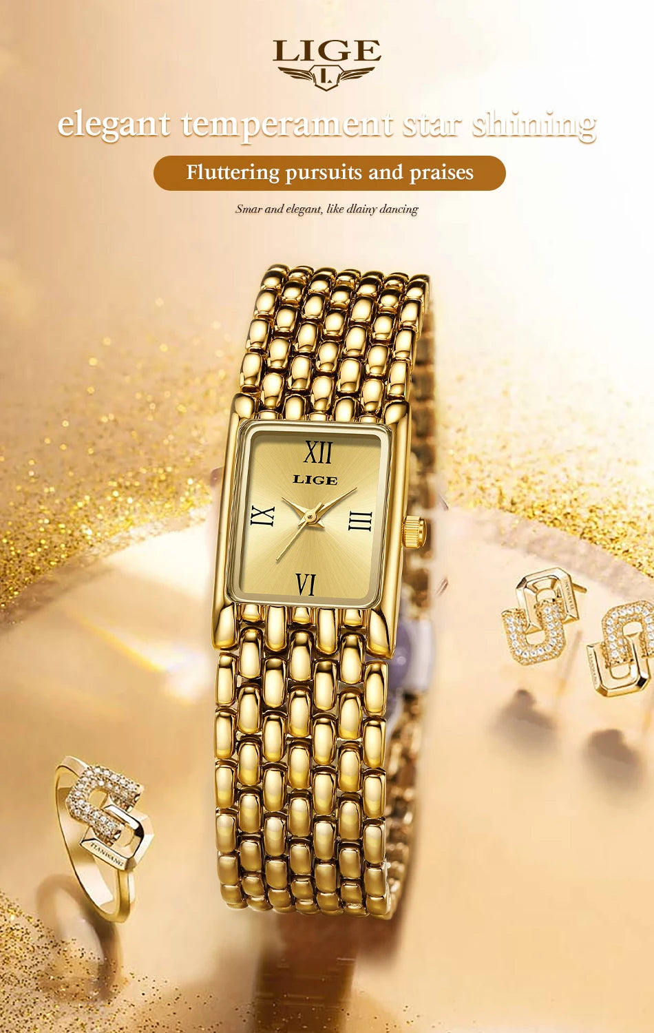 Montre LIGE pour couple - Montres à quartz minimalistes en acier inoxydable