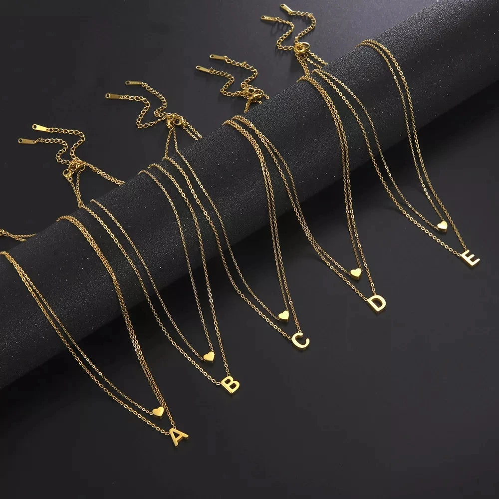 Collier ras du cou minimaliste en acier inoxydable avec initiale AZ - Lettre AZ