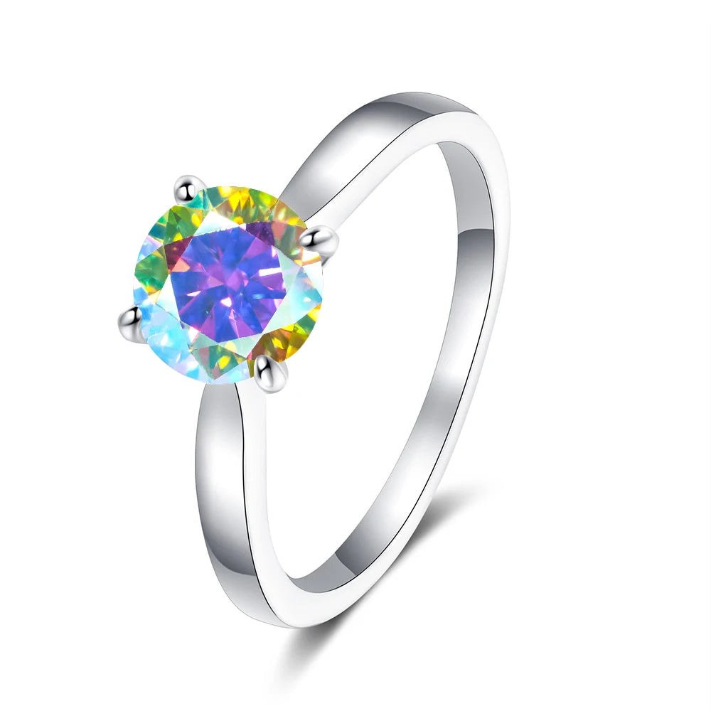 Colorful Moissanite Ring - 2ct 925 Silver with GRA Certificate