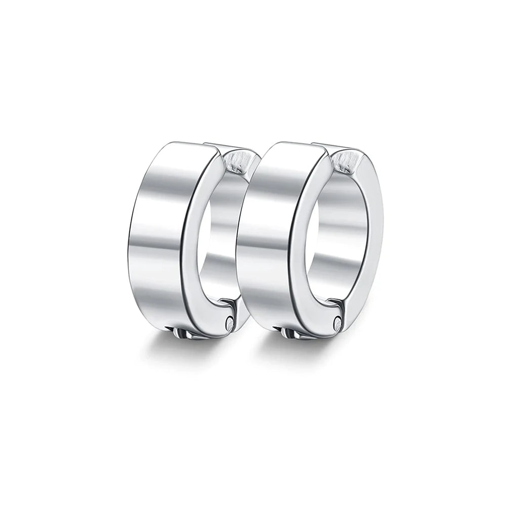 أقراط دائرية بمشبك - مجموعة من الفولاذ المقاوم للصدأ غير قابلة للثقب