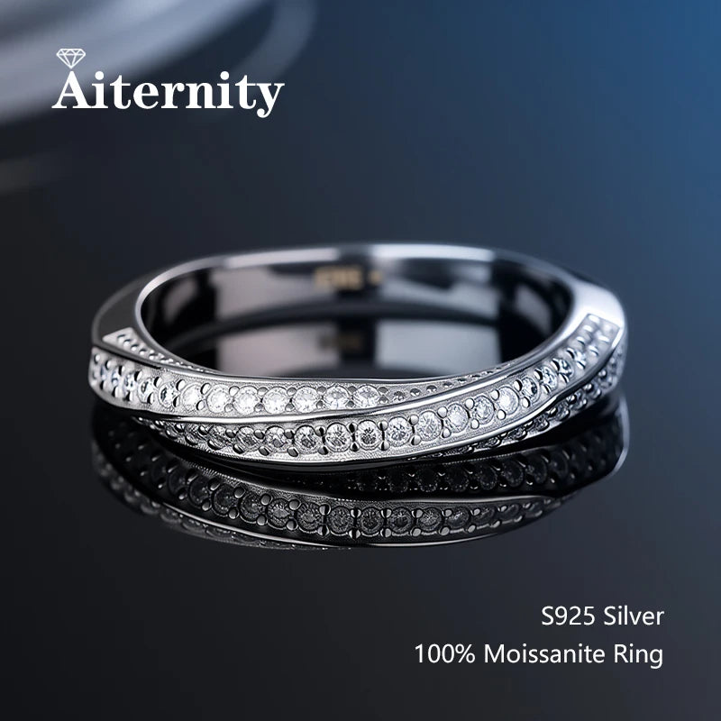 خاتم ذيل من الموزانيت - فضة إسترليني عيار 925 مع شهادة GRA