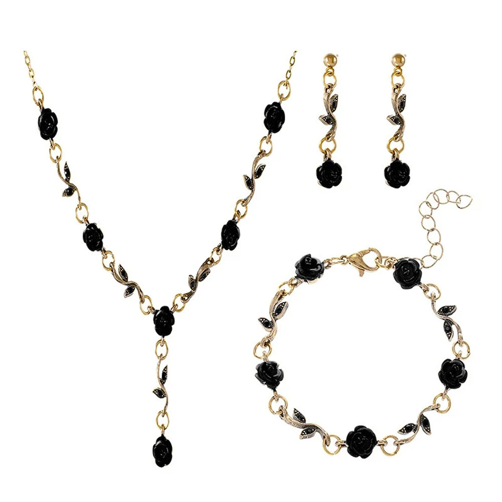 Ensemble de bijoux pour femme - Bracelet, collier et boucles d'oreilles de luxe (4 pièces)