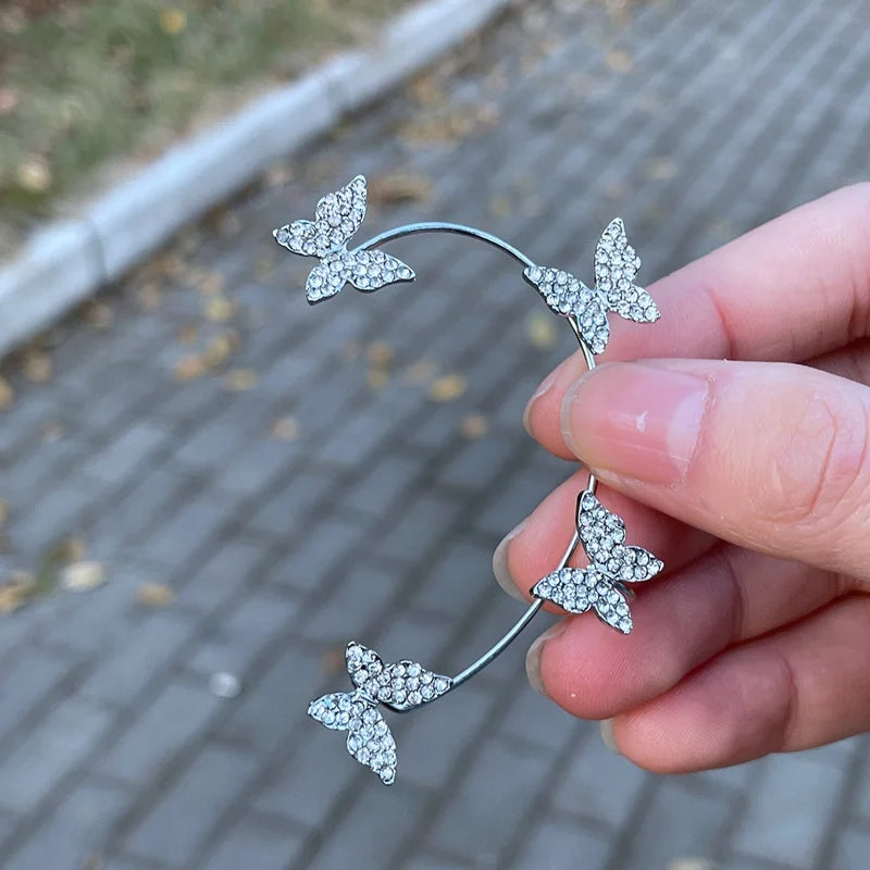 Clips d'oreilles papillon - Manchette d'oreille en zircon style coréen (sans perçage)