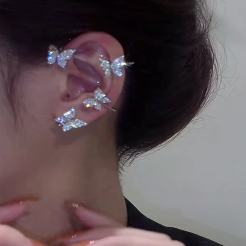 Clips d'oreilles papillon - Manchette d'oreille en zircon style coréen (sans perçage)