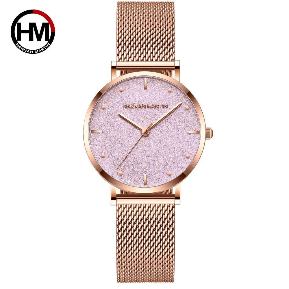 Montre femme Hannah Martin 2025 - Montre de luxe à cadran mat et bracelet en maille