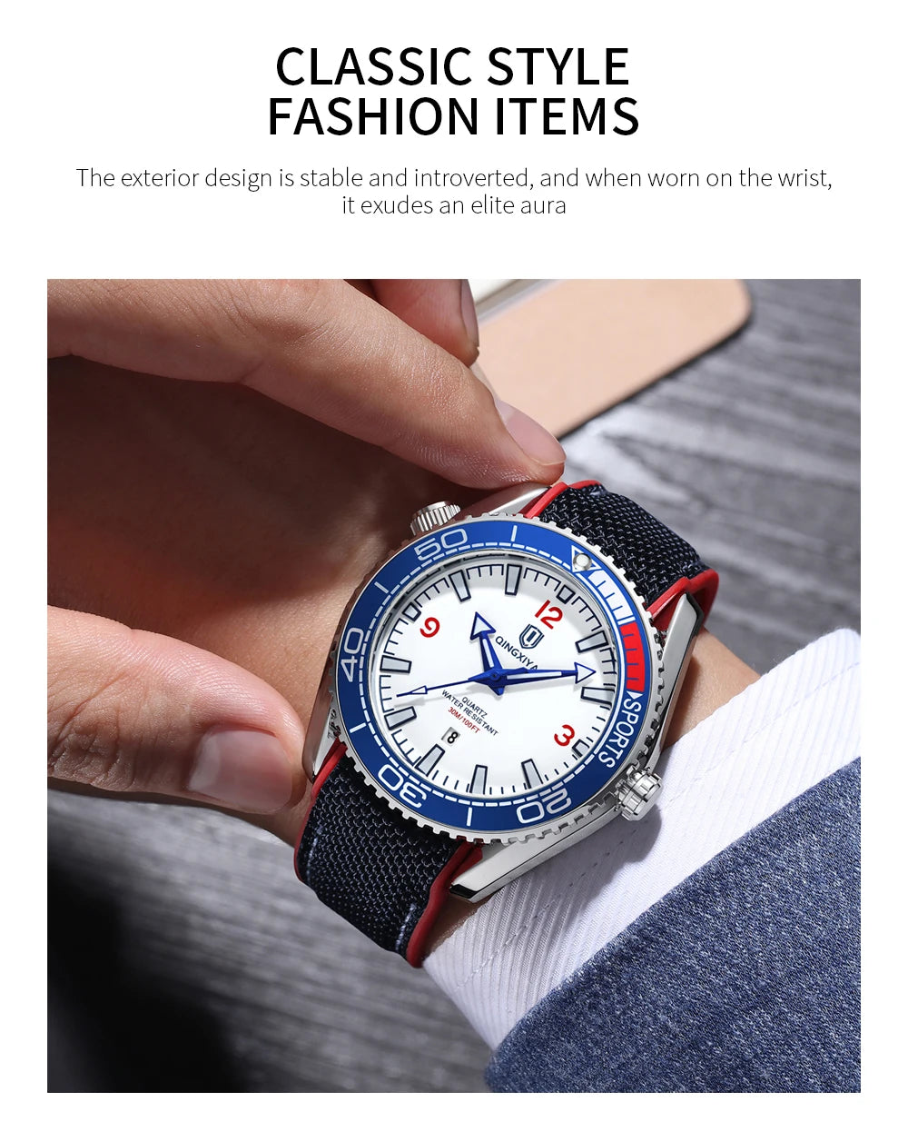 Montre homme QINGXIYA Fashion Quartz, montre de luxe en silicone, style sport, avec date et étanche. Reloj Hombre