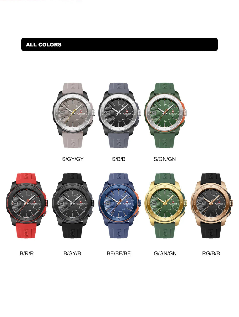 Montre de luxe pour homme NAVIFORCE, mouvement à quartz, bracelet en silicone, étanche à 50 m, aiguilles lumineuses, mouvement japonais, montre-bracelet sport pour homme