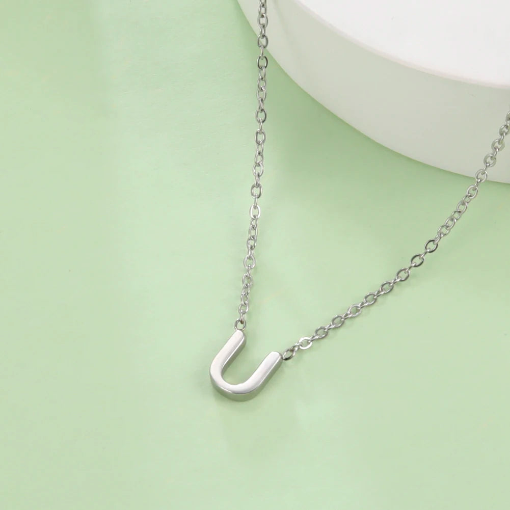 Collier ras du cou minimaliste en acier inoxydable avec initiale AZ - Lettre AZ