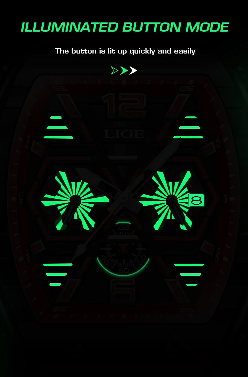 ساعة يد كوارتز فاخرة مقاومة للماء من LIGE للرجال، ساعة رياضية من السيليكون، مضيئة، مقاومة للماء، ساعات رجالية Relogio Masculino