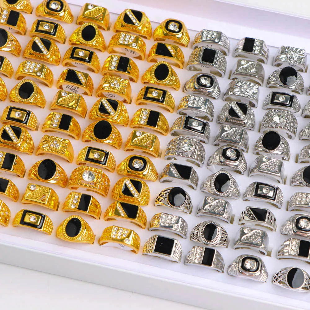 Bagues strass en gros - Lot de 10 à 50 pièces style rétro punk