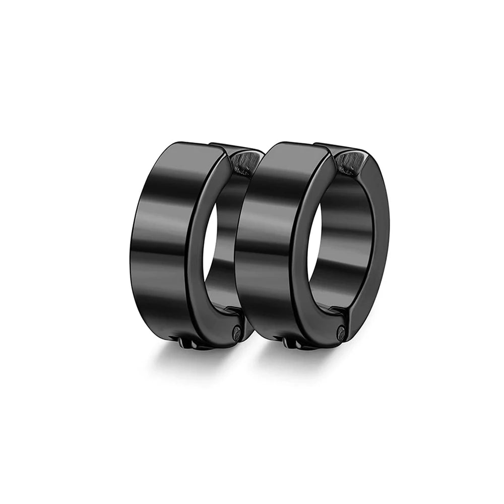 أقراط دائرية بمشبك - مجموعة من الفولاذ المقاوم للصدأ غير قابلة للثقب