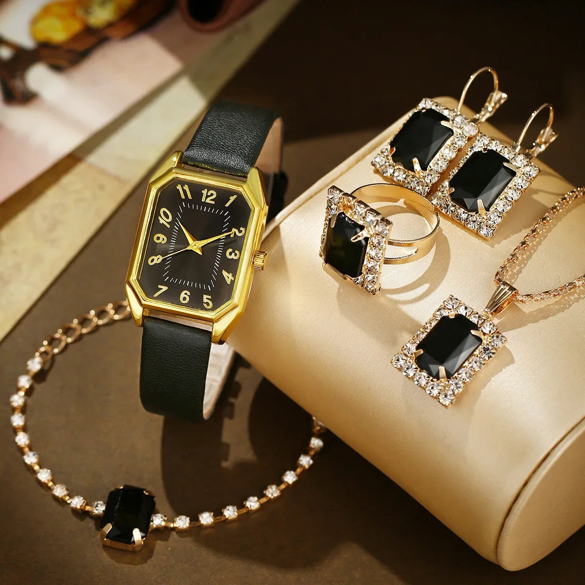 Women's Watch Set - 1/5/6pcs Luxury Square Quartz Watches