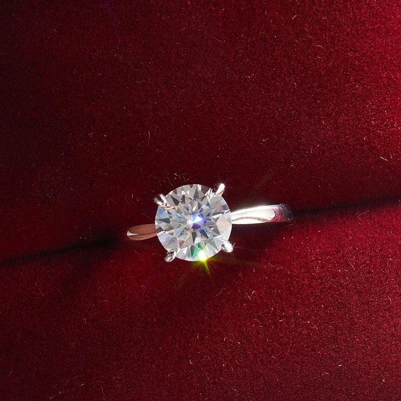 Colorful Moissanite Ring - 2ct 925 Silver with GRA Certificate