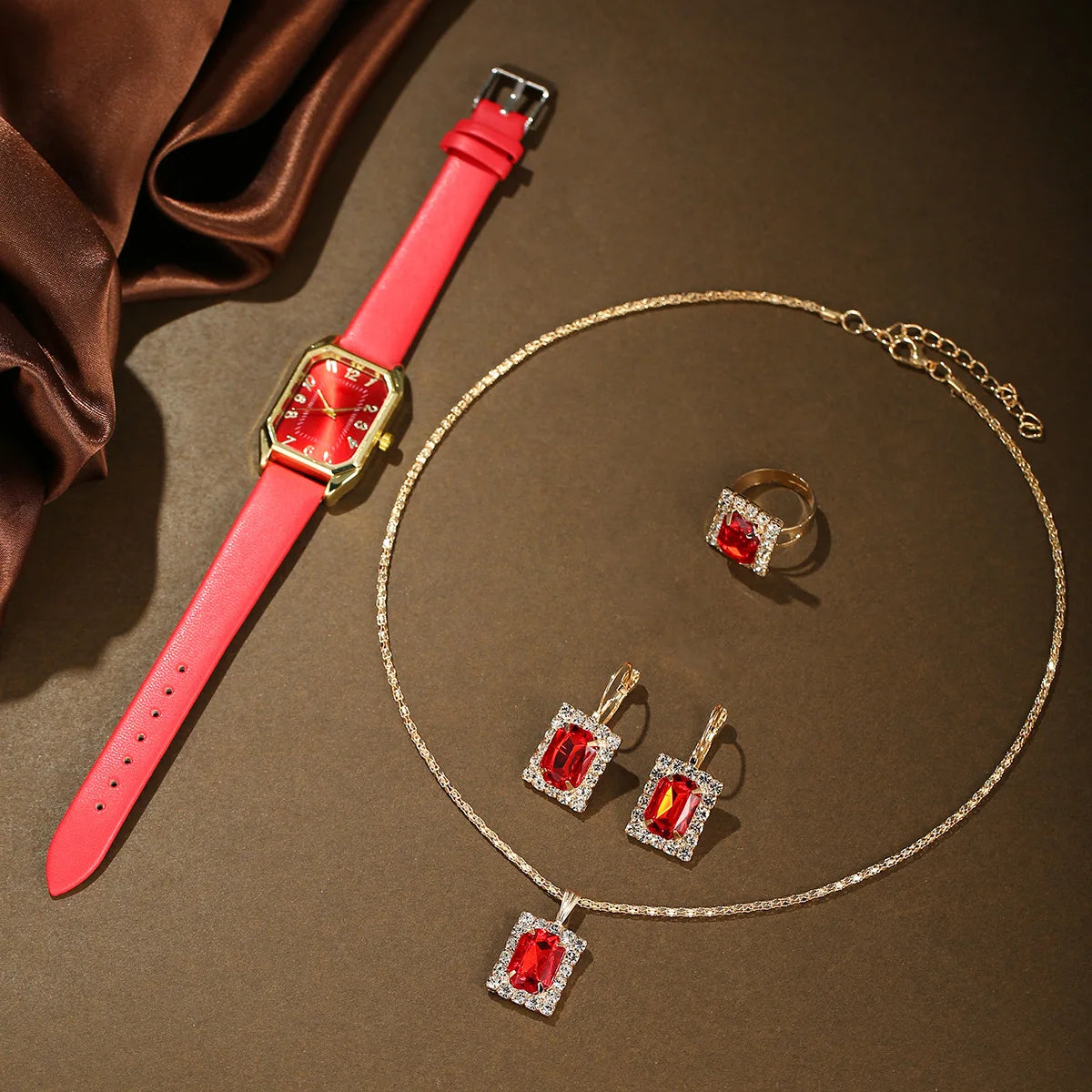 Women's Watch Set - 1/5/6pcs Luxury Square Quartz Watches