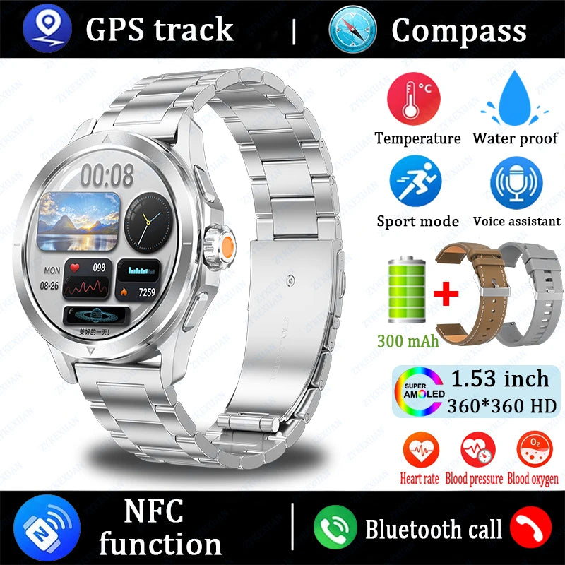 S4 Ultra Smart Watch - AMOLED Outdoor Sport NFC GPS Heart Rate Waterproof