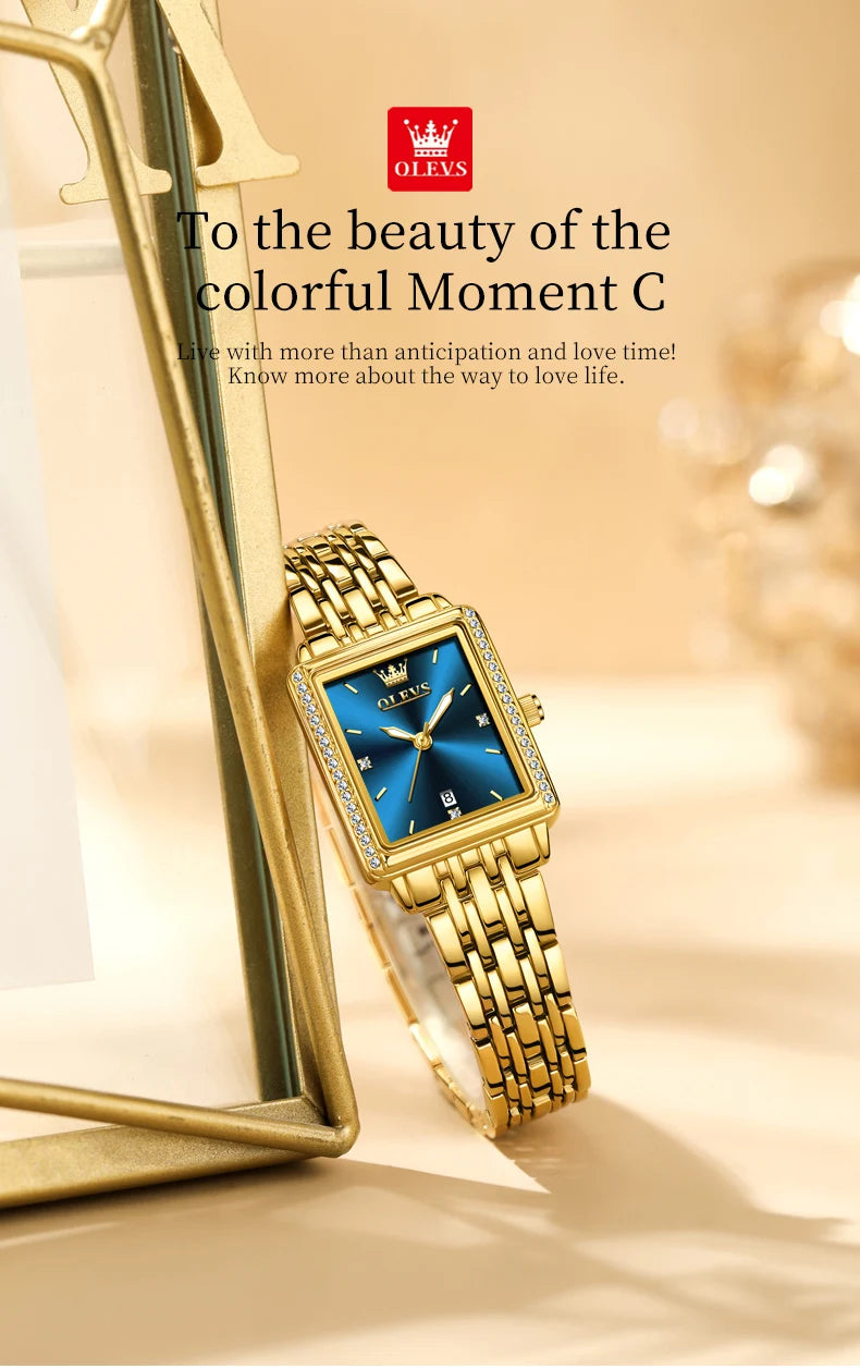 ساعة OLEVS 9995 النسائية - ساعة كوارتز فاخرة مقاومة للماء ومضيئة