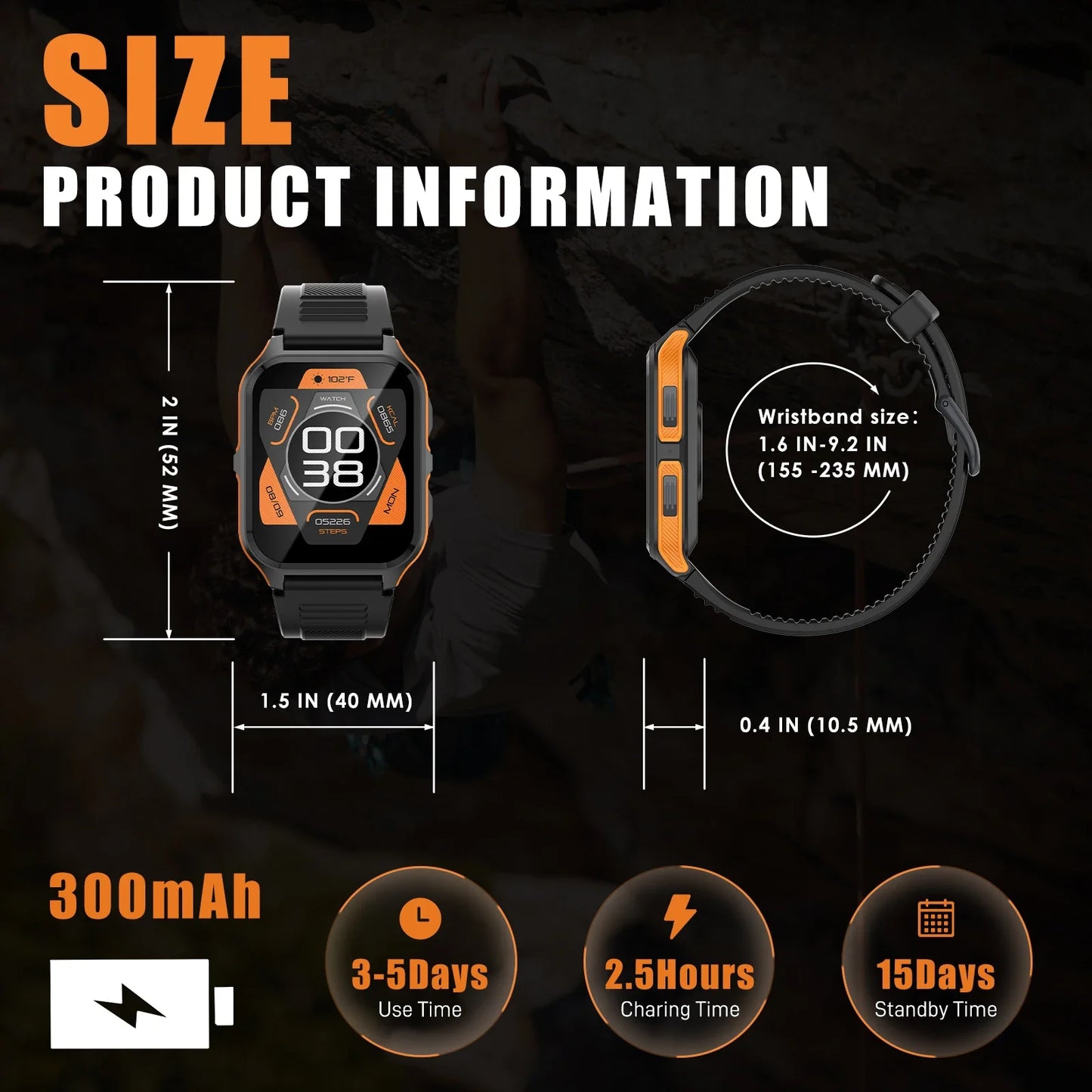 Montre connectée EIGIIS P73 - Étanche 3 ATM, suivi d'activité, fréquence cardiaque, appels Bluetooth militaires