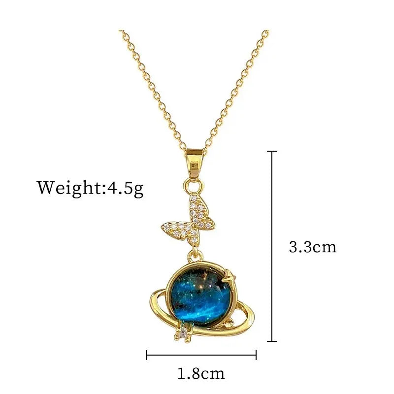 Collier Étoile Planète Lune - Pendentif Astronaute en Acier Titane