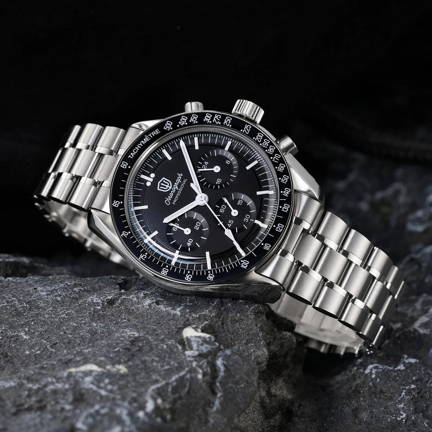 Montre Watchdives WD1863 à quartz, mouvement chronographe VK63, verre saphir bombé, étanche à 10 bar, luminescente, 39 mm, style vintage