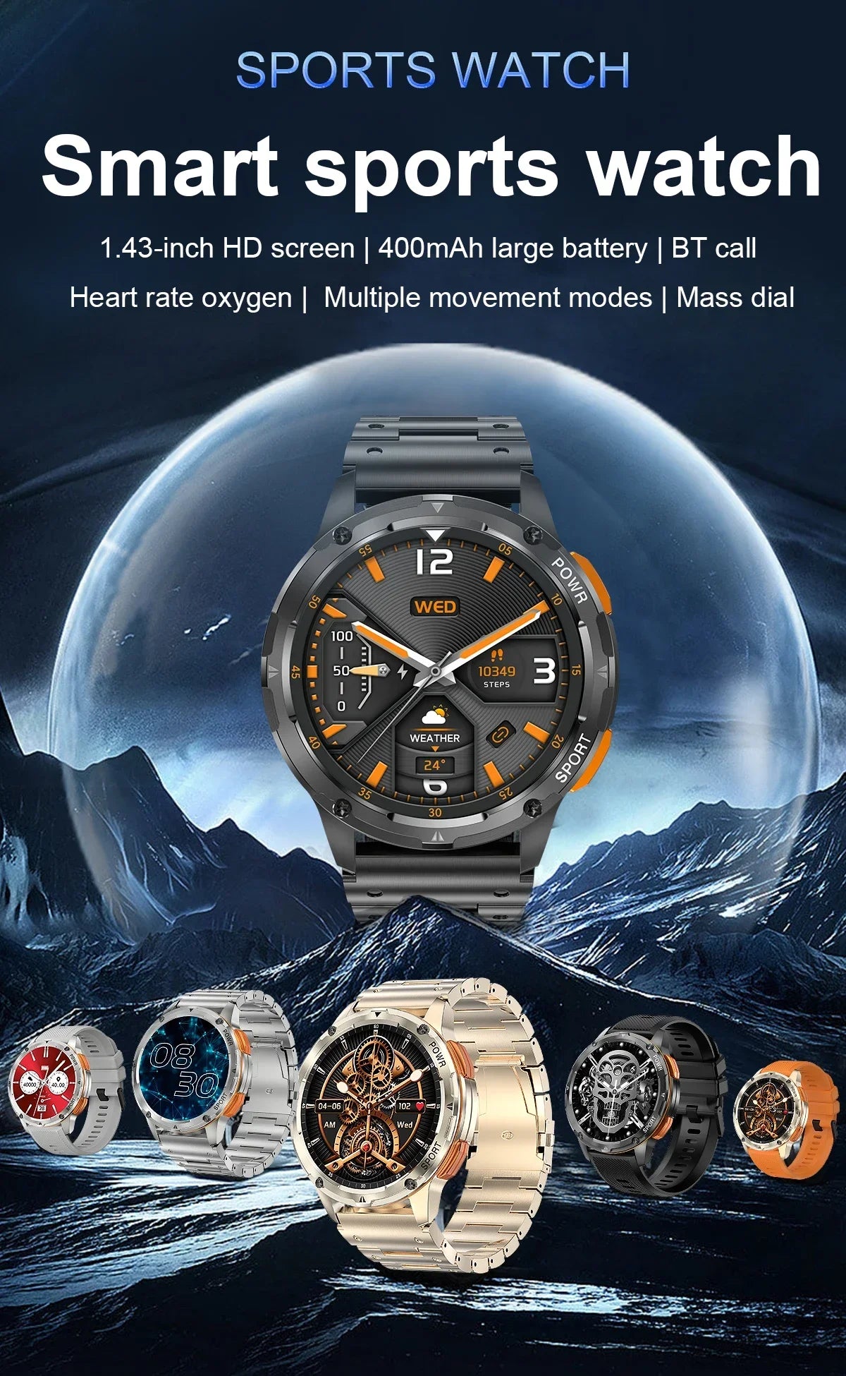 Fashion amoled smart watch AK59 Luxury BT call 400mah large battery rubber metal strap Ladies watches sports AK59 smartwatch