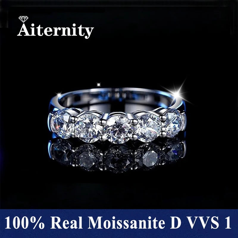 Alliance en moissanite - Bague assortie en argent 925 et diamants