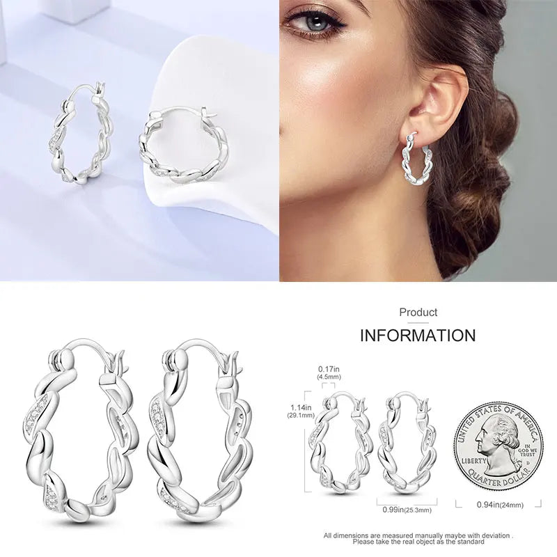 Boucles d'oreilles créoles en argent sterling 925 - Cadeau de mariage et de fiançailles