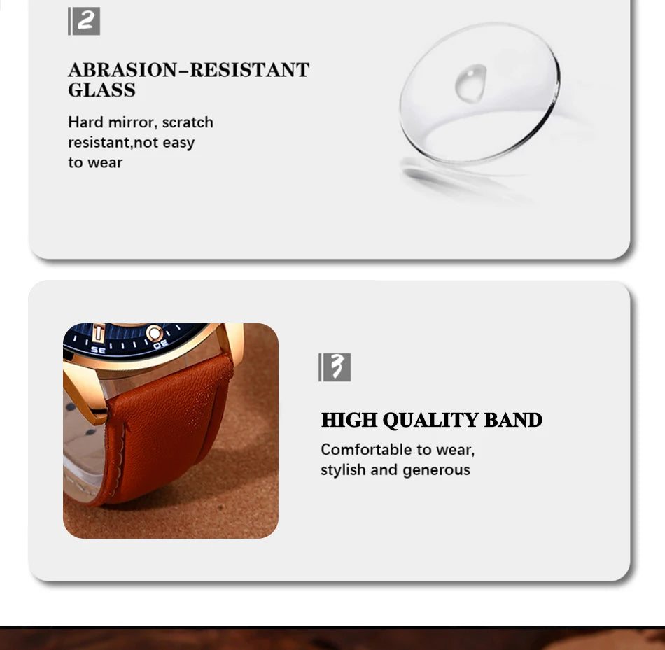 Men's Watch Set - 2pcs Business Calendar Leather Quartz Watch