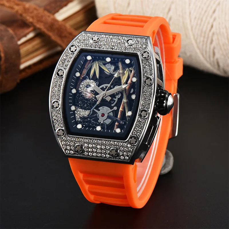 ساعة كوارتز ماسية - ساعة رياضية باندا بامبو مجوفة