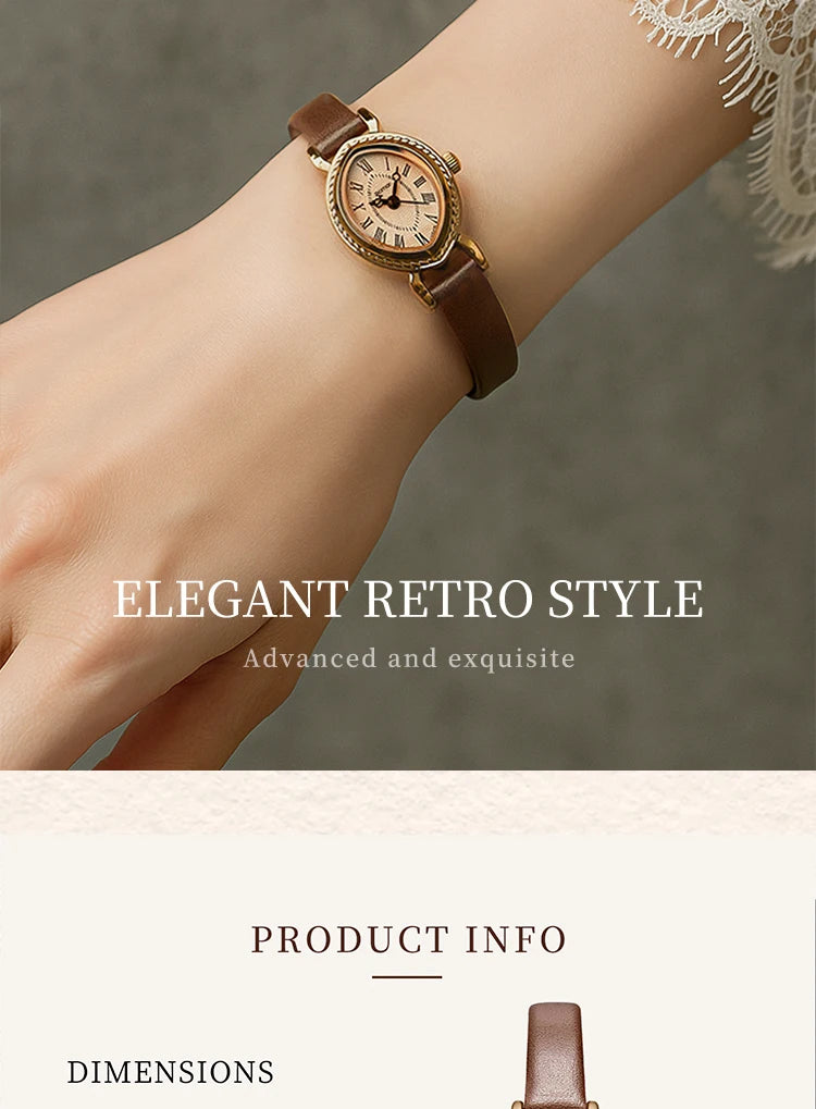 ساعة نسائية - ساعة كوارتز عتيقة مقاومة للماء من Lucky Goddess