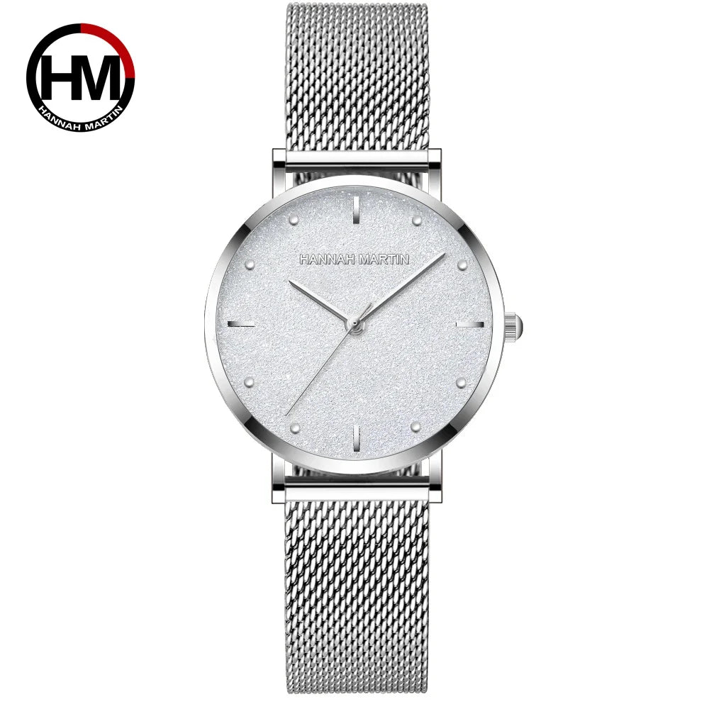 Montre femme Hannah Martin 2025 - Montre de luxe à cadran mat et bracelet en maille