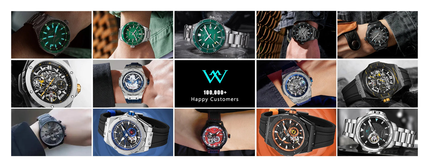 Montre WM automatique mécanique pour homme, haute qualité, verre saphir, heure mondiale, marque originale reconnue Welly Merck, référence WM057
