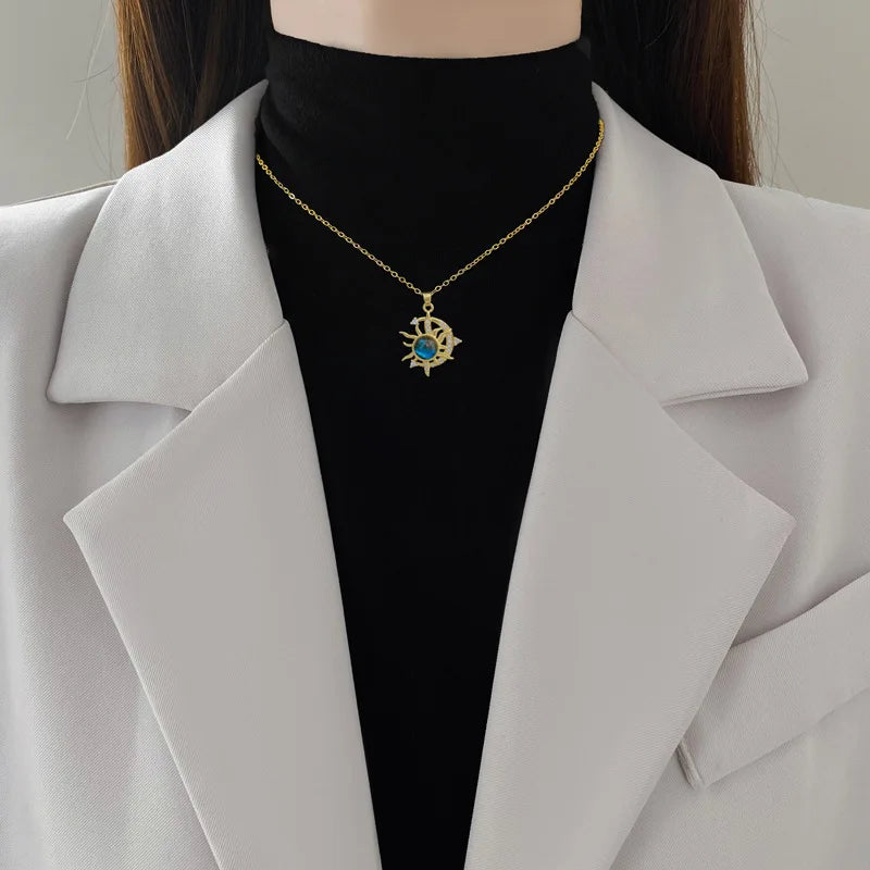 Collier Étoile Planète Lune - Pendentif Astronaute en Acier Titane