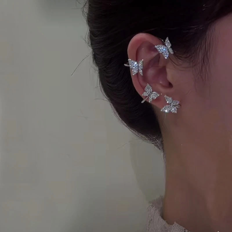 Clips d'oreilles papillon - Manchette d'oreille en zircon style coréen (sans perçage)