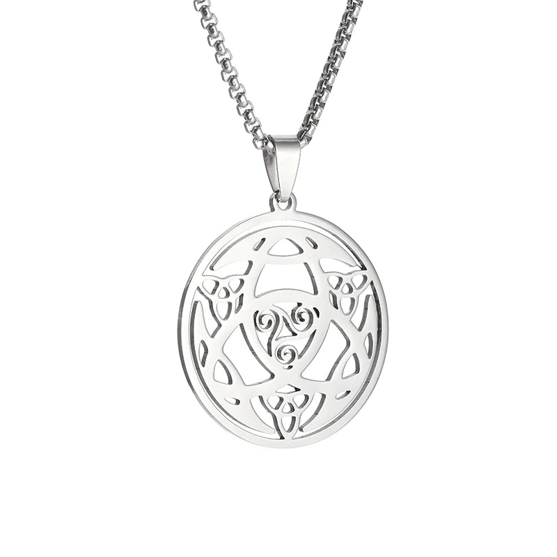 Celtic Trinity Knot Necklace - Irish Red Zircon Stainless Steel Pendant