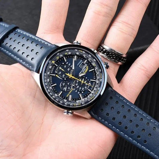 2025 Fashion Men's Luxury Quartz Wristwatches Large Dial Leather Watches for Men Multi Functional Business Watch Christmas Gift