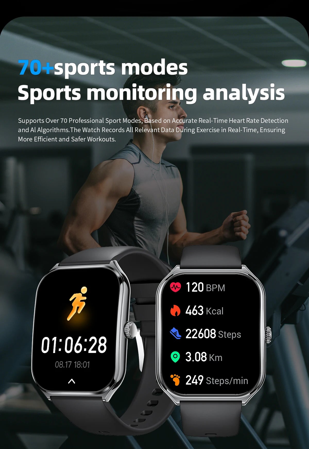 LIGE Ultra Thin Smart Watch - 1.96" AMOLED Curved Display BT Call Heart Rate