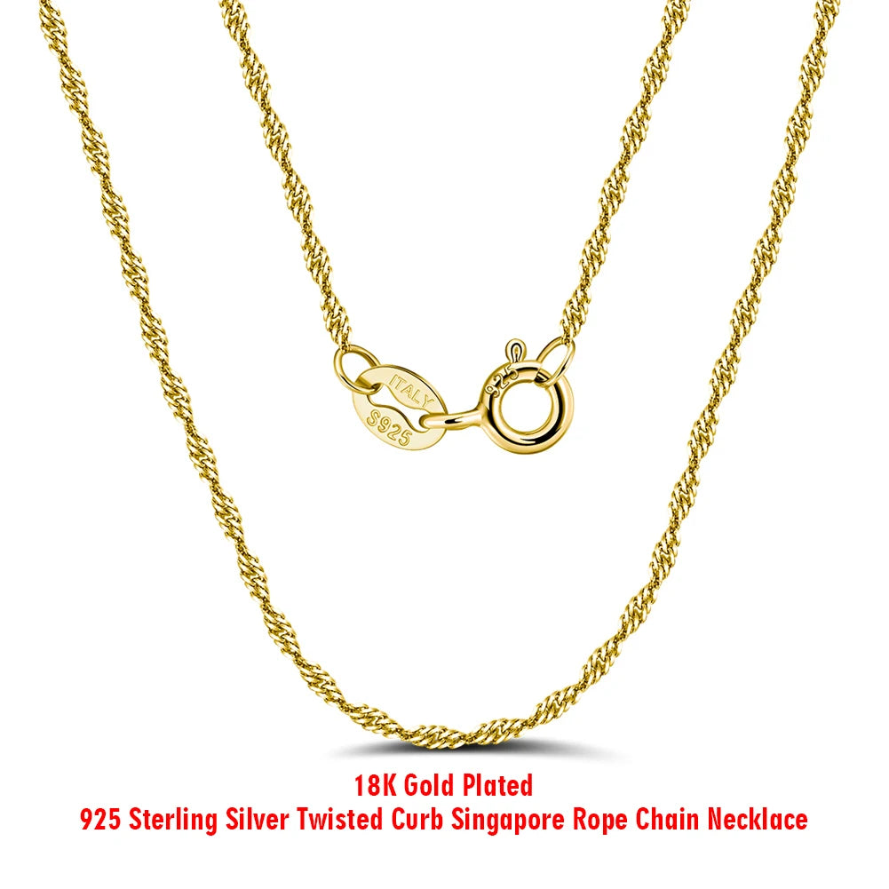 قلادة من سلسلة حبل ملتوية ذهبية - قلادة من الفضة الاسترلينية عيار 925 مطلية بالذهب عيار 14 قيراطًا