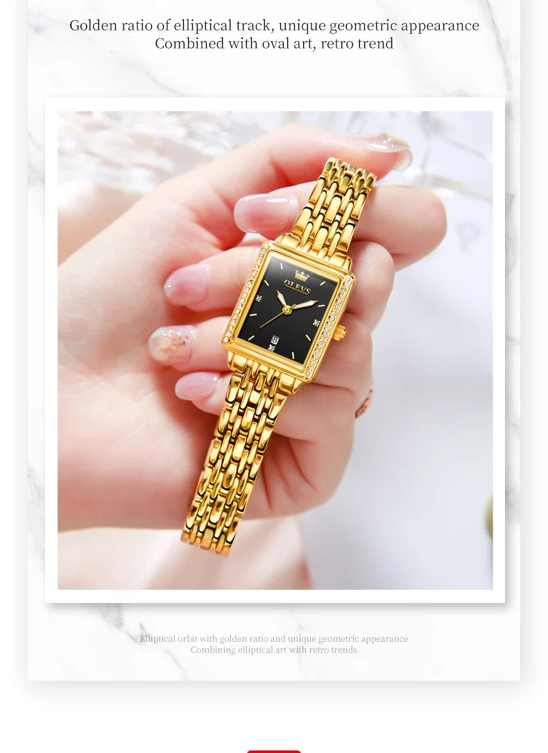 ساعة OLEVS 9995 النسائية - ساعة كوارتز فاخرة مقاومة للماء ومضيئة