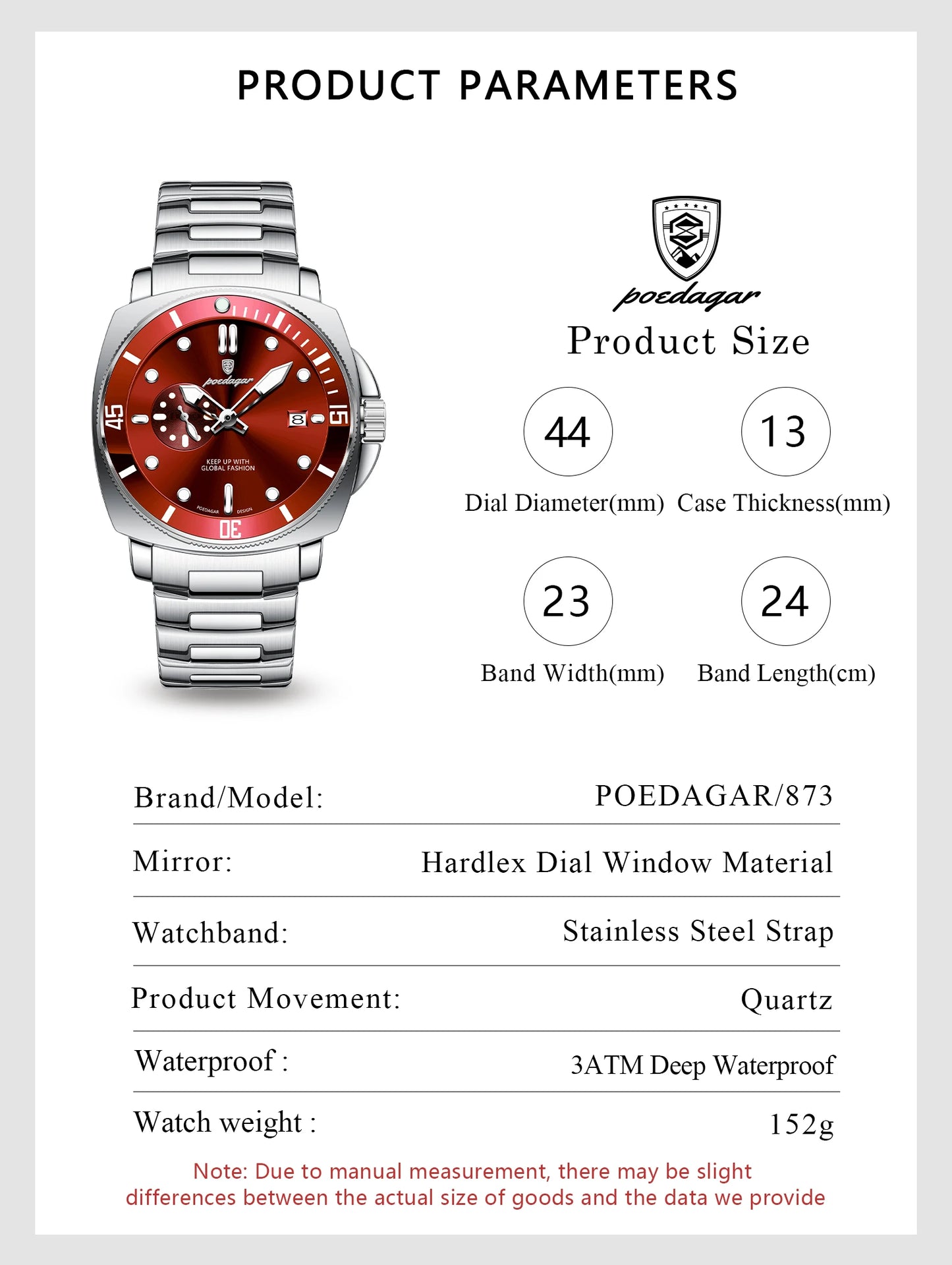 Montre-bracelet de luxe pour homme POEDAGAR, étanche, lumineuse, date, en acier inoxydable, à quartz, pour le sport et les affaires.