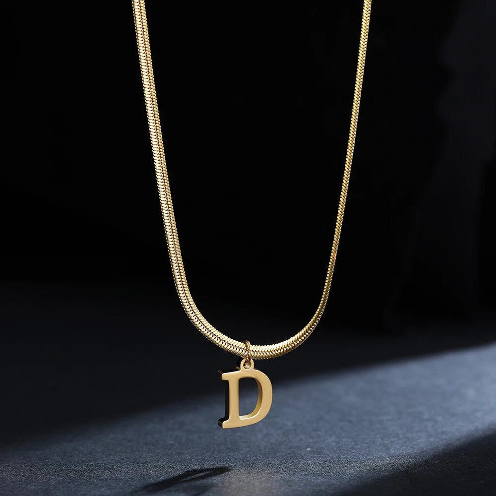 Collier alphabet doré - Initiale AZ - Chaîne serpent en acier inoxydable